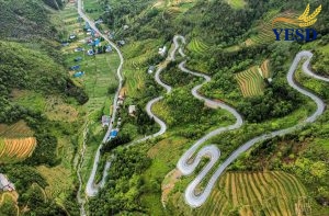 Mountain road on a Ha Giang Loop easy rider tour